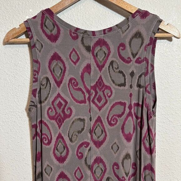 Fresh Produce Maxi Dress S Gray Purple Ikat Rayon Spandex Sleeveless Scoop Neck - Picture 5 of 8